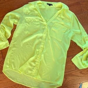 Express Neon Yellow Button-Down Shirt
